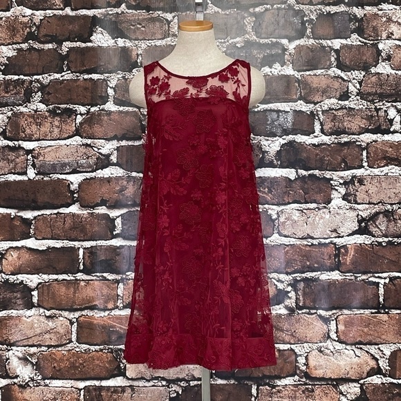 SIGNATURE ROBBIE BEE Dress NWT Red Lace Shift Size Small Petite SP - Picture 4 of 13